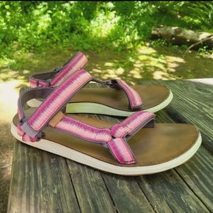 Teva Women's 10 Original Pink  Ombre Leather Insole Comfort Sandals 1010323